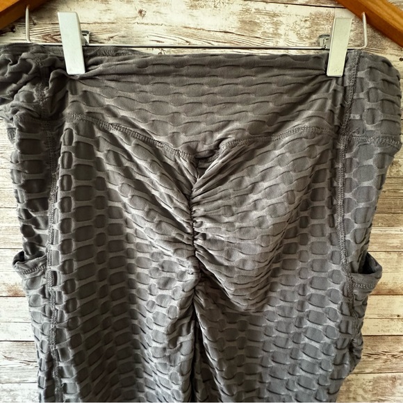 LA + IMAGE XL Misses Honeycomb Textured Gray Women's Workout Leggings EUC - Picture 7 of 8